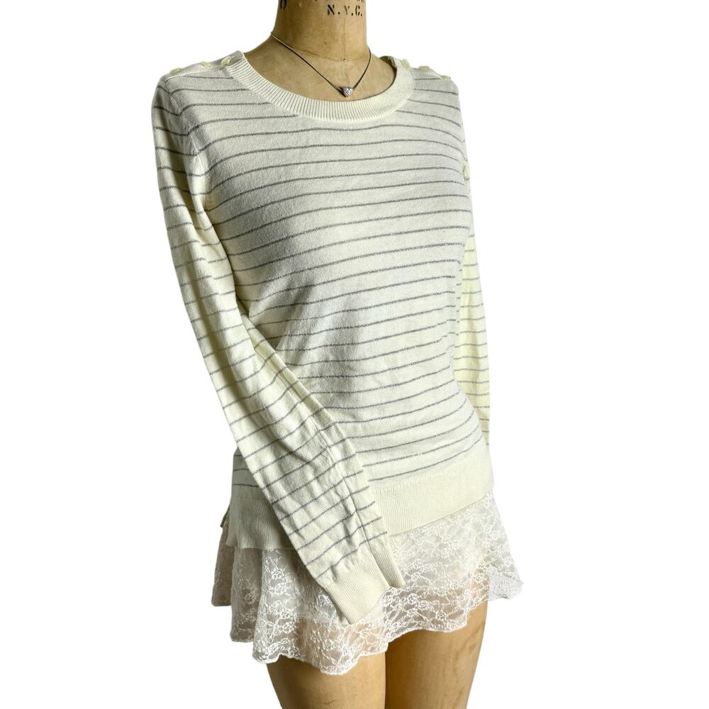 Y2K Classic Sweater Button Details Striped Cozy Minimal Softgirl Women’s M‎